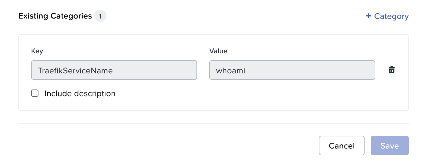 Prism Central category creation interface